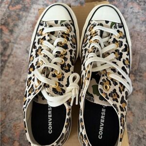 Converse Women's Leopard Print Sneakers in Cream, Black & Gold